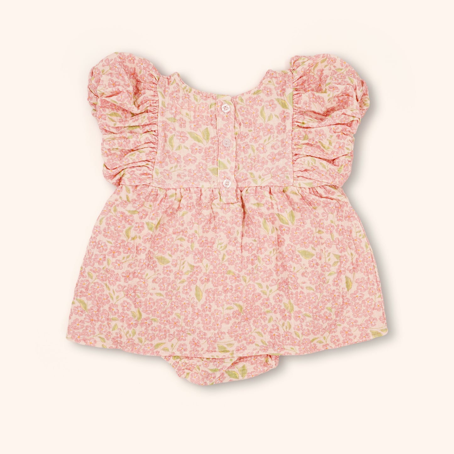 Organic Cotton Maya Romper Dress · Peony