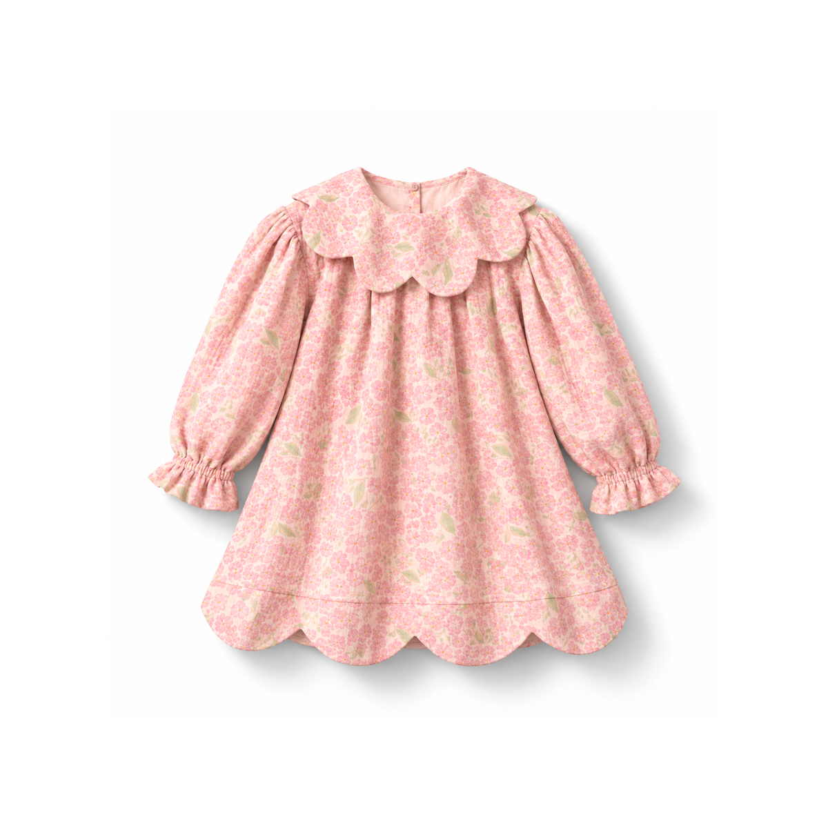 Organic Cotton Petal Smock Dress · Peony