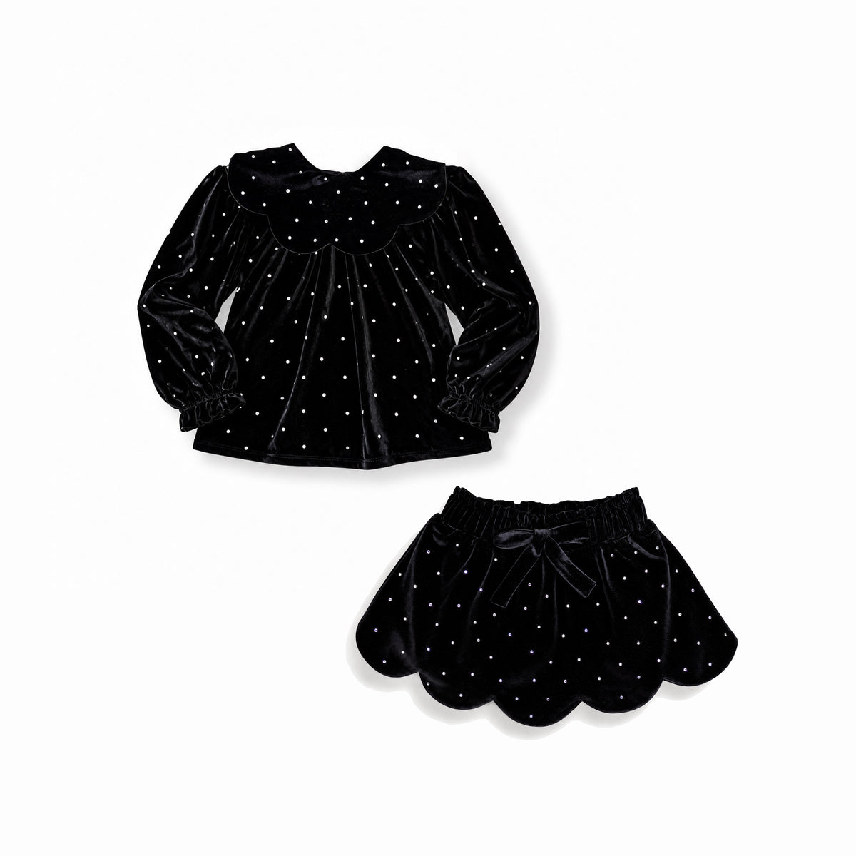 Petal 'Velvet Sparkle' Holiday Dress Set · Black Disco