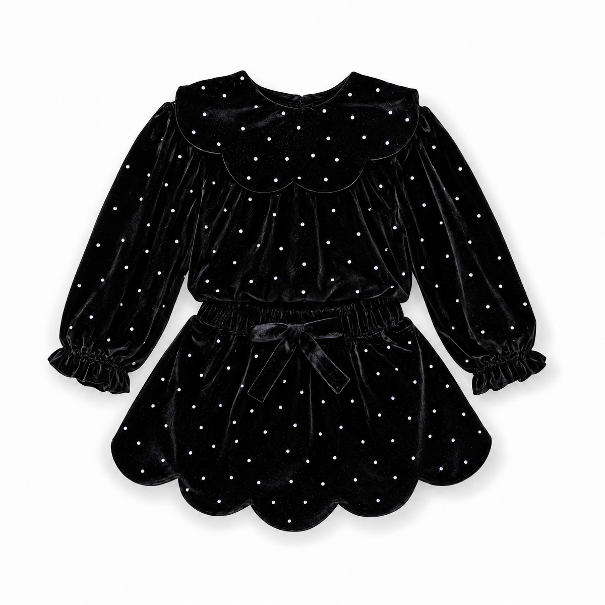 Petal 'Velvet Sparkle' Holiday Dress Set · Black Disco