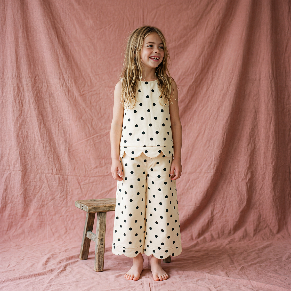 Petal Cotton Twill Sleeveless Vest Top · Dotty