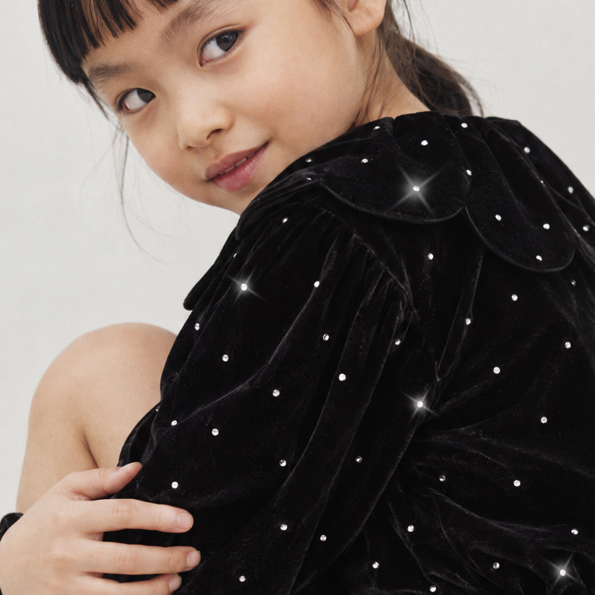 Petal 'Velvet Sparkle' Holiday Dress Set · Black Disco