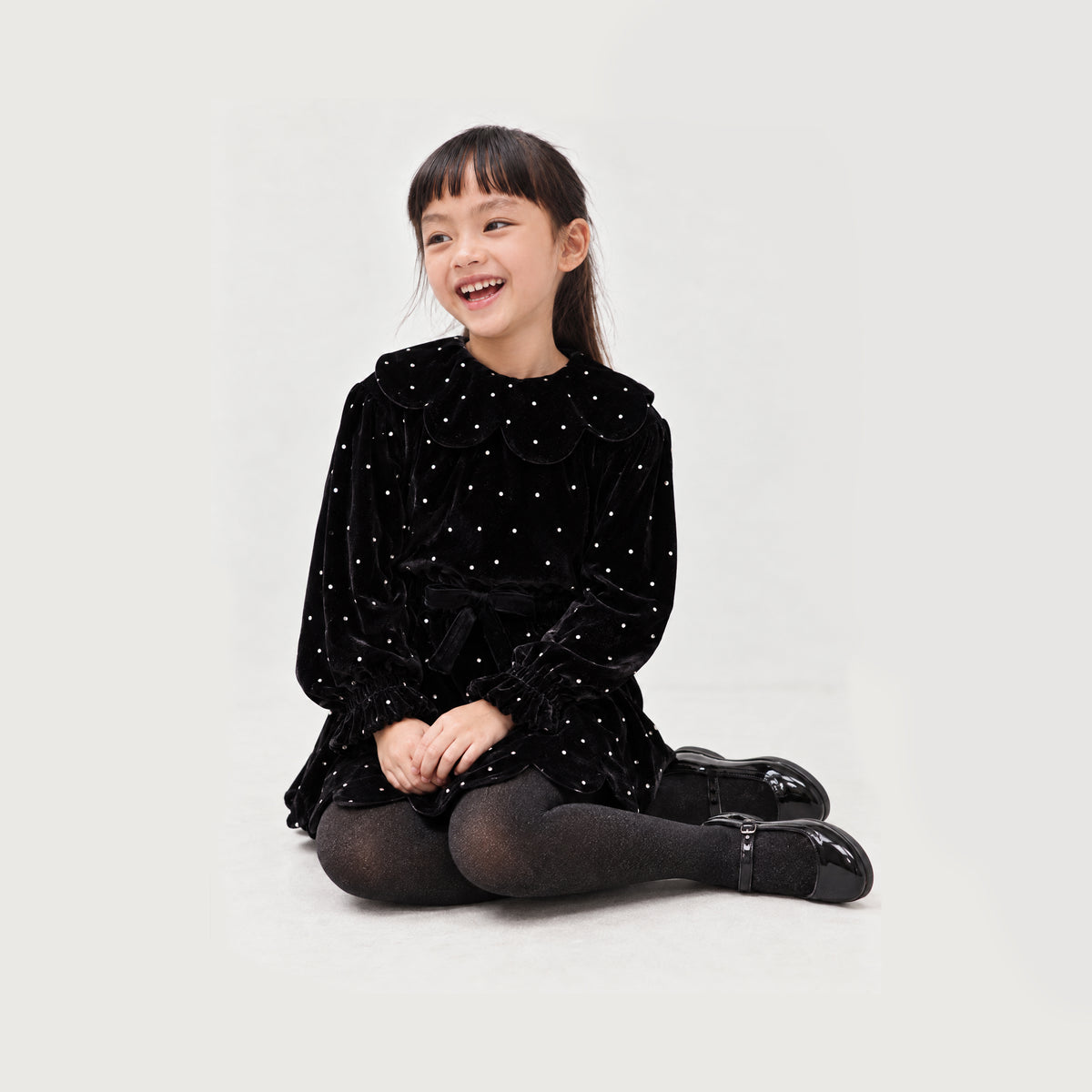 Petal 'Velvet Sparkle' Holiday Dress Set · Black Disco