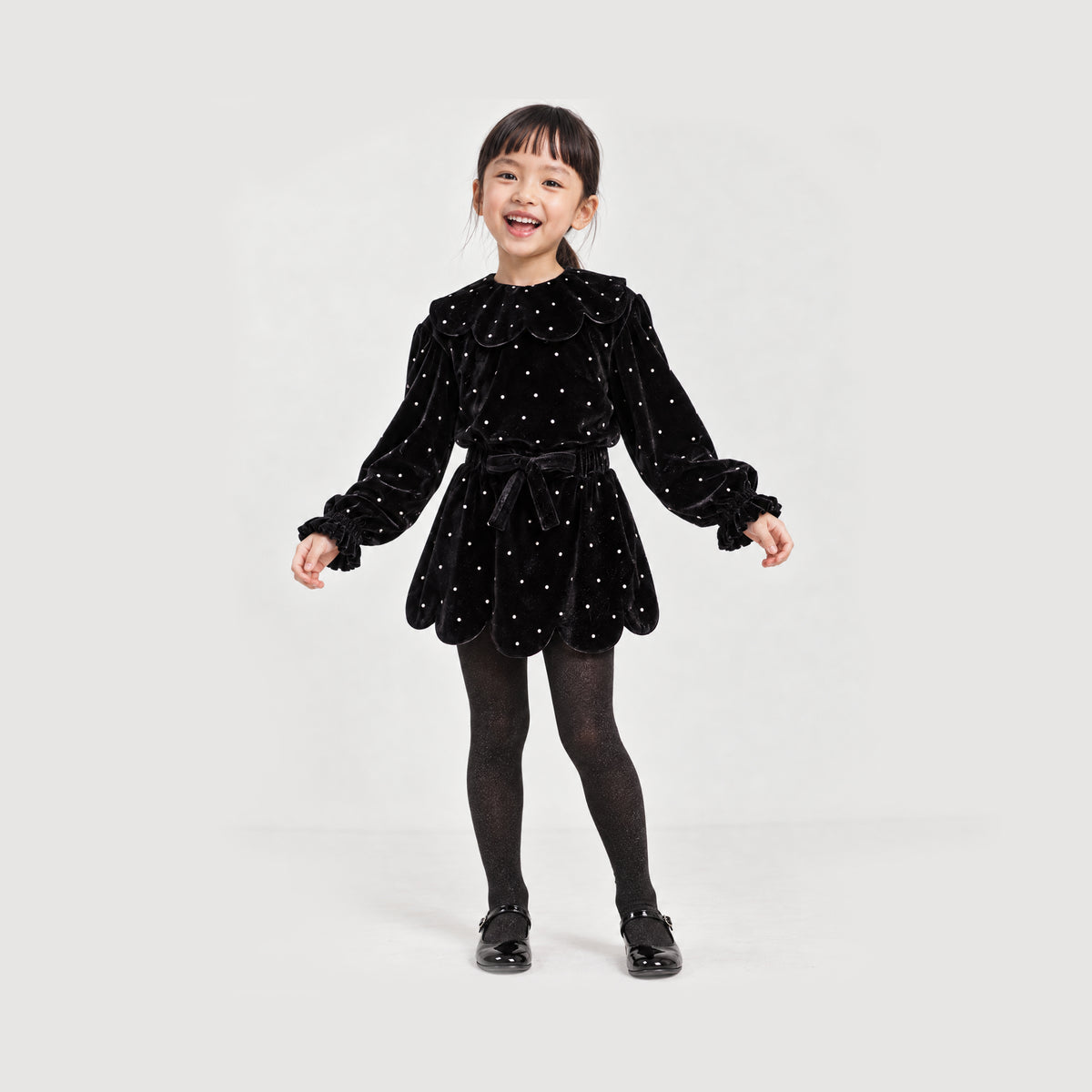 Petal 'Velvet Sparkle' Holiday Dress Set · Black Disco