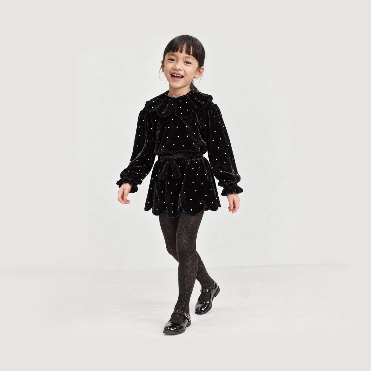 Petal 'Velvet Sparkle' Holiday Dress Set · Black Disco
