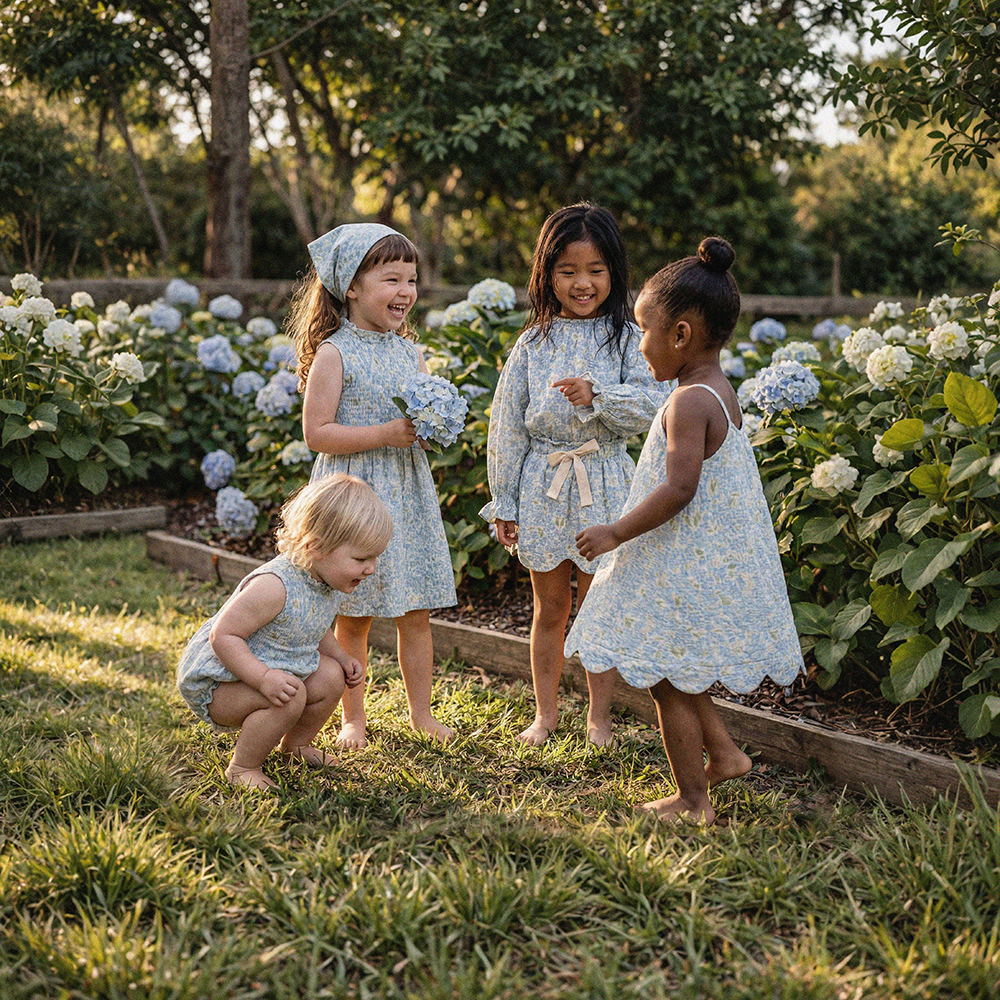 Organic Cotton Petal Dress · Hydrangea