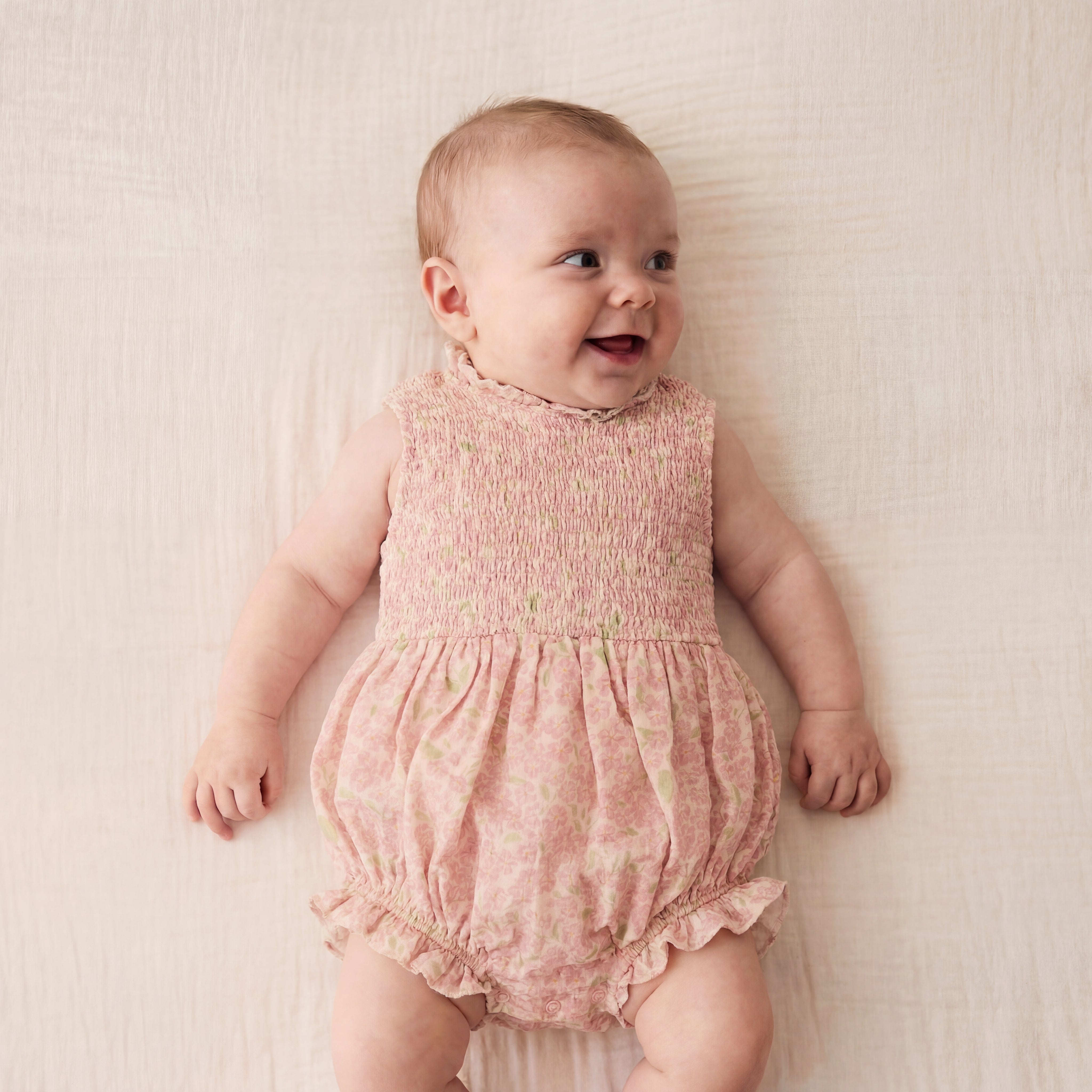 Organic Cotton Adaline Romper · Peony | Petit Playa