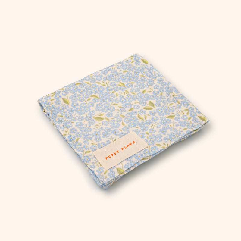 Petit Playa Organic Cotton Fleur Swaddle in Hydrangea print, breathable organic cotton swaddle for babies and girls