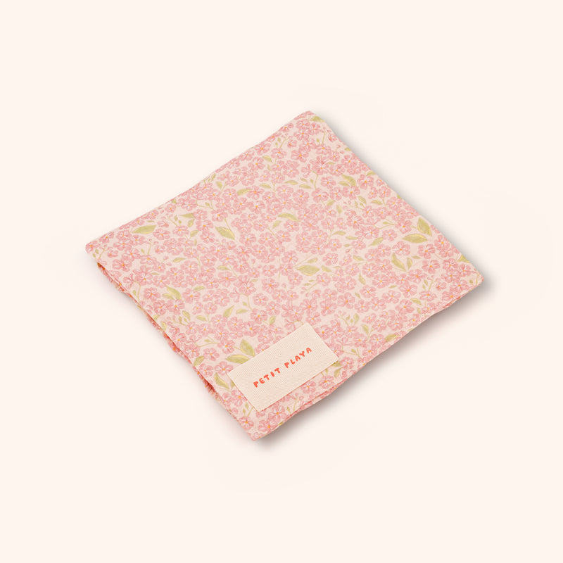 Petit Playa Organic Cotton Fleur Swaddle in Peony print, breathable organic cotton swaddle for babies and girls