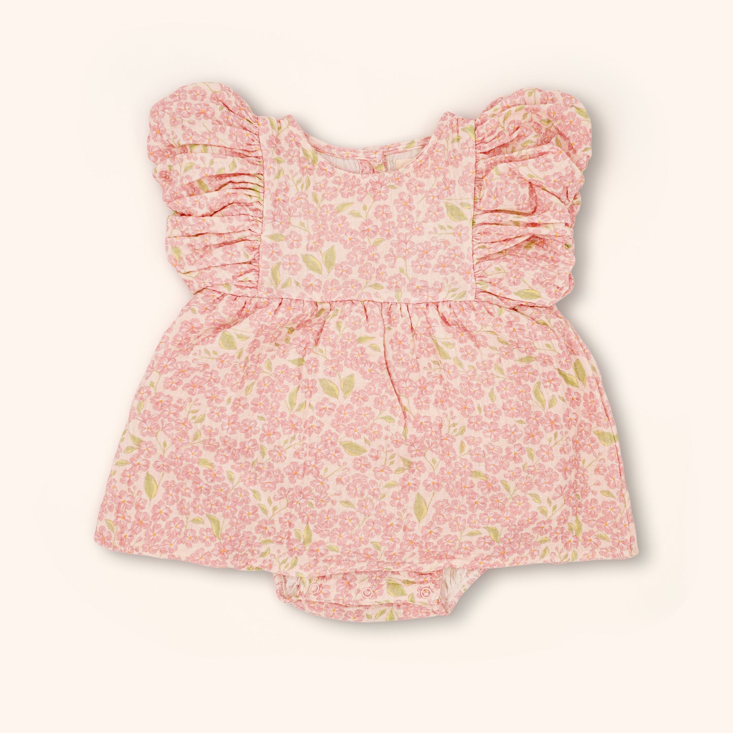 Organic Cotton Maya Romper Dress · Peony