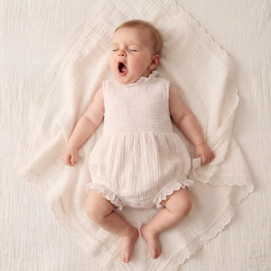 Organic Cotton Adaline Romper · Gardenia