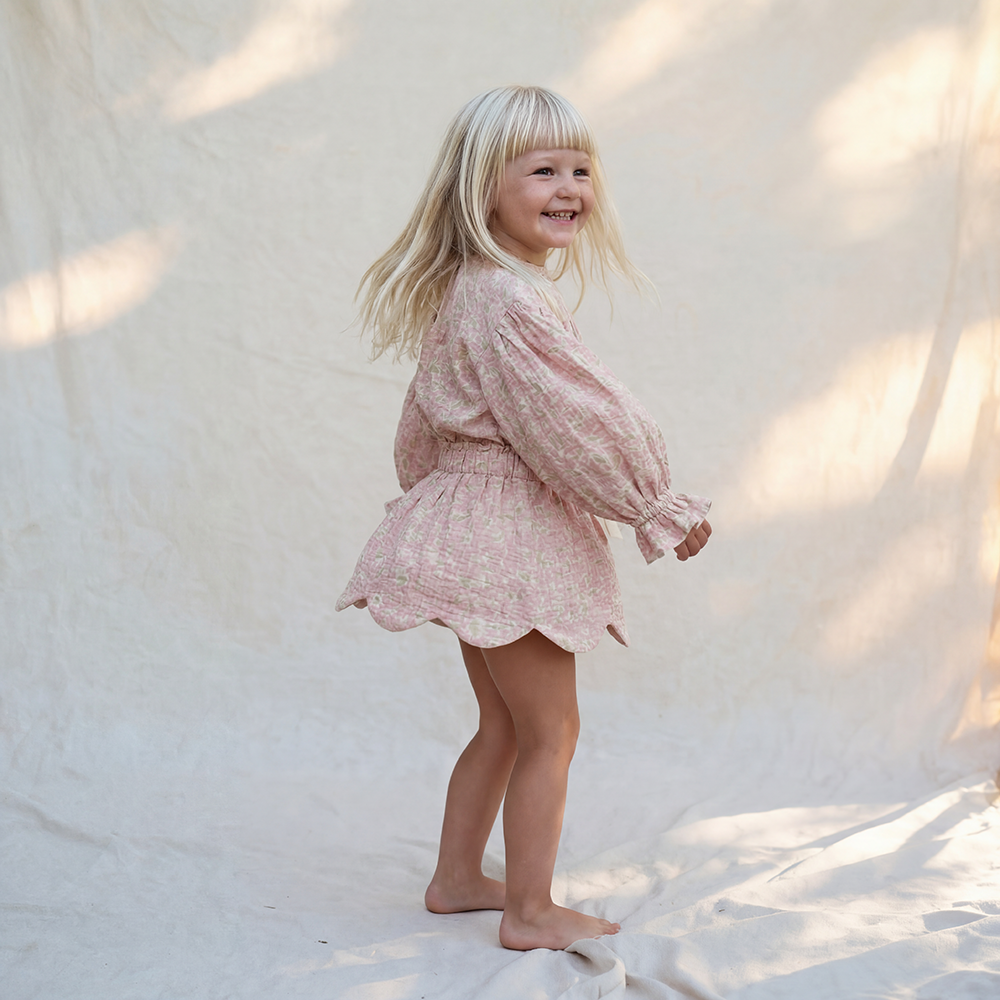 Organic Cotton Marlow Smock Top · Peony