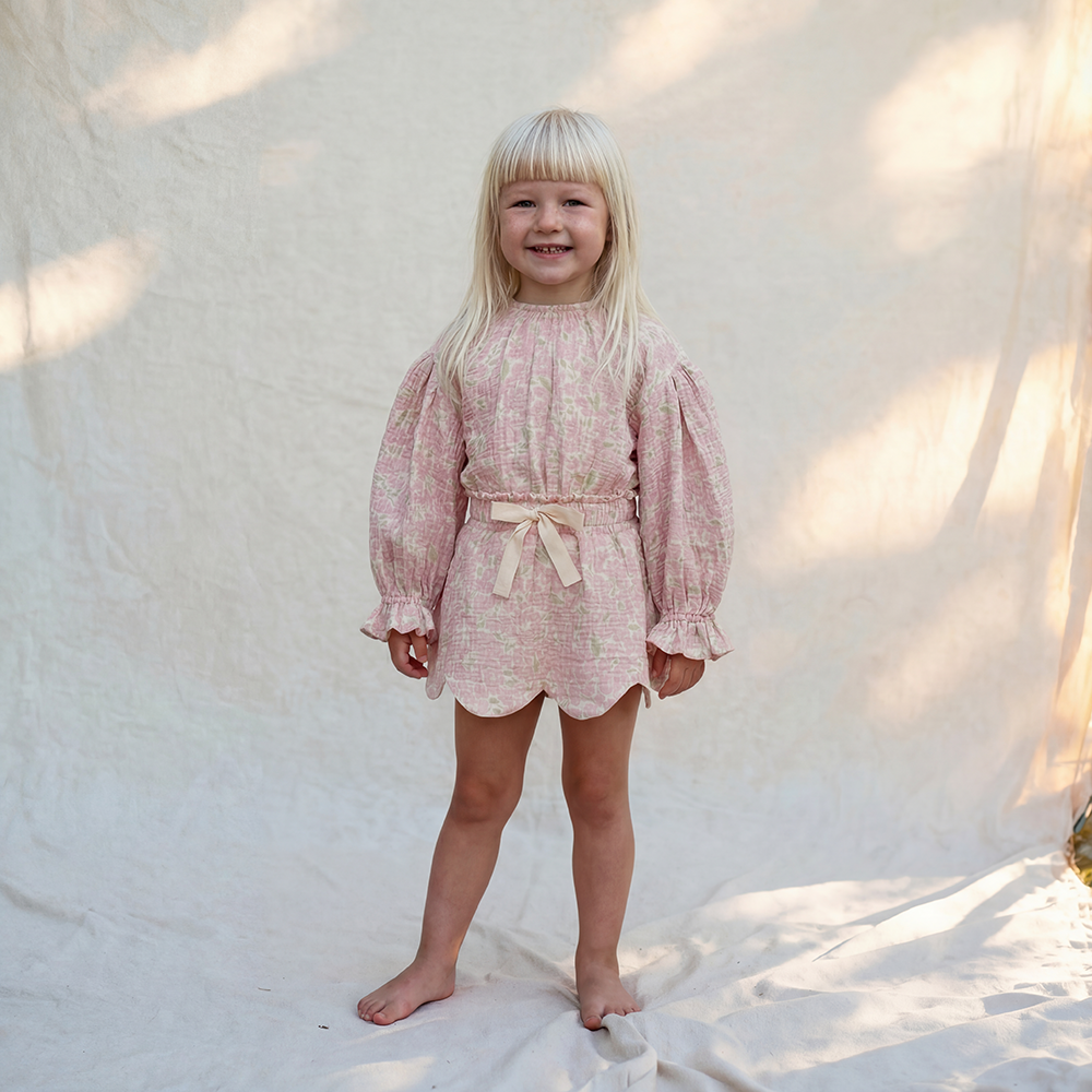 Organic Cotton Marlow Smock Top · Peony