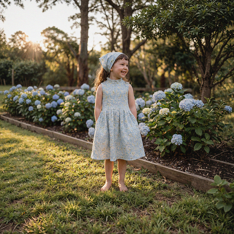Organic Cotton Adaline Dress · Hydrangea