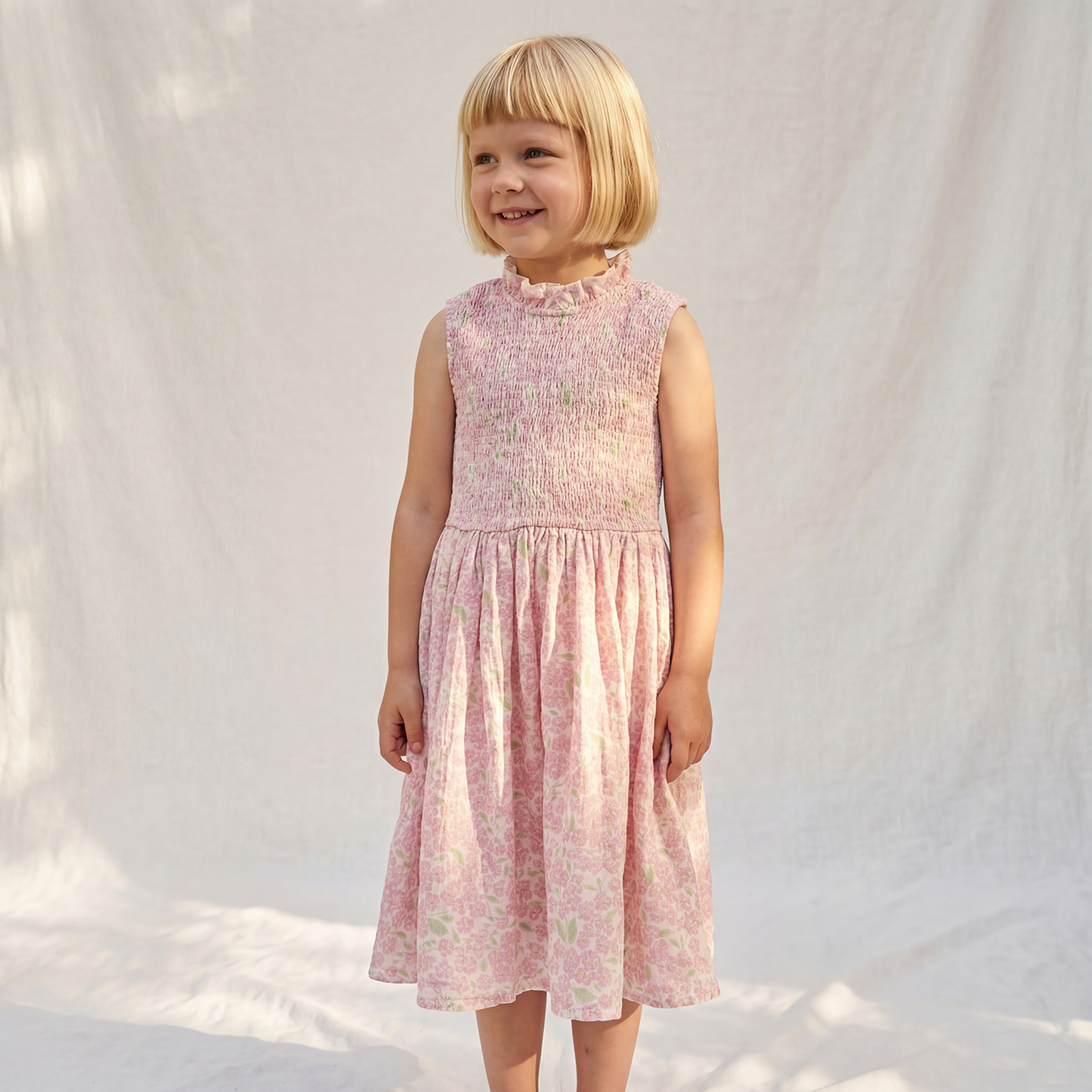 Petit Playa Organic Cotton Adaline Dress in Peony print, breathable organic cotton clothing for babies and girls — image 4