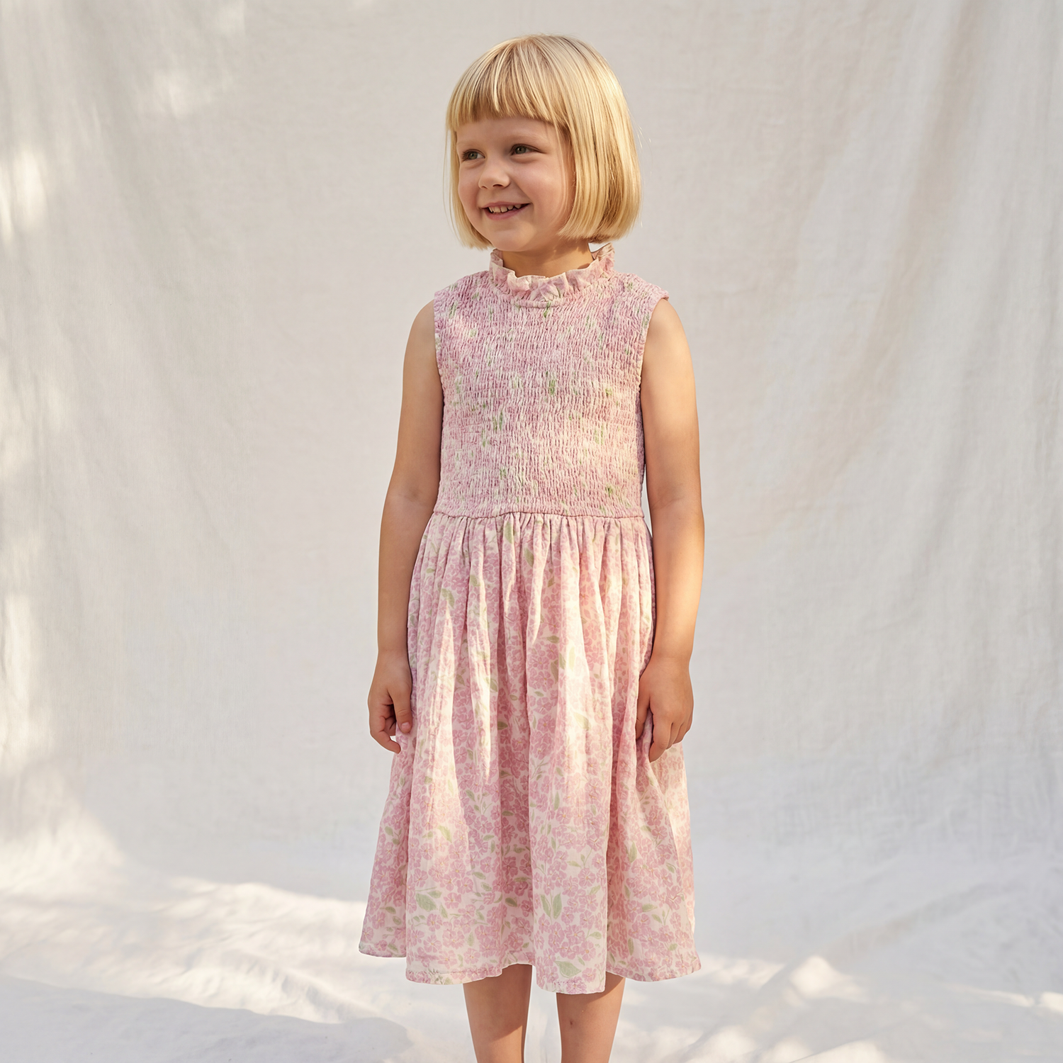 Petit Playa Organic Cotton Adaline Dress in Peony print, breathable organic cotton clothing for babies and girls — image 4