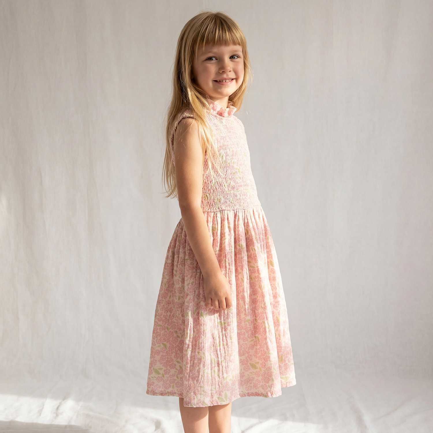 Petit Playa Organic Cotton Adaline Dress in Peony print, breathable organic cotton clothing for babies and girls — image 3