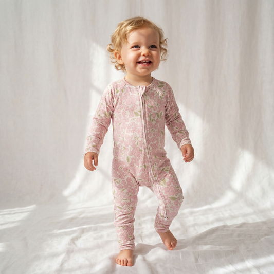 Bamboo Convertible Footie Pajamas & Play · Peony