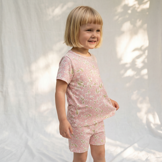Bamboo Shortie Pajamas & Play Set · Peony